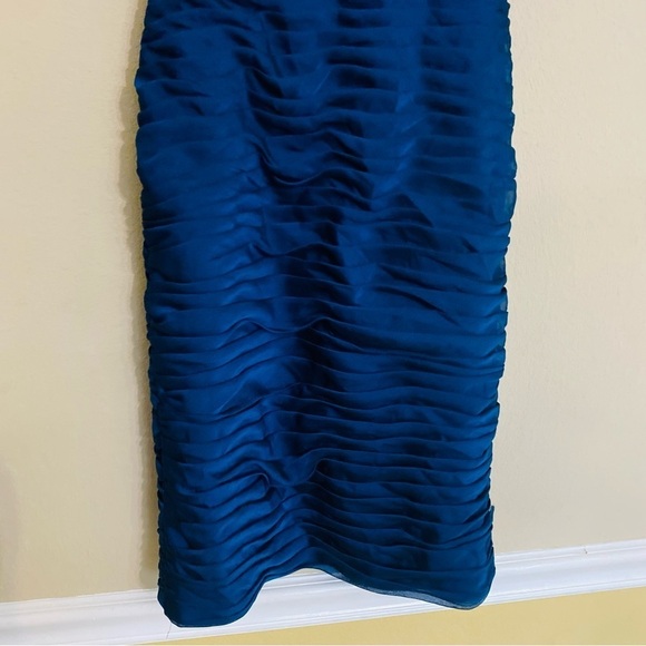 Vintage 90s Cache Evening Dress Size 2 Blue Chiffon Rugged - Picture 4 of 9